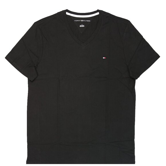 NWT TOMMY HILFIGER Men SS V Neck Classic Fit T-Shirt Tee Cotton Black MSRP $36.5 - Picture 1 of 2